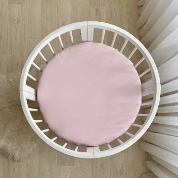 Husă de saltea rotundă pentru pătuț bebeluși / copii, cu elastic, 70 x 70 cm, culoare roz